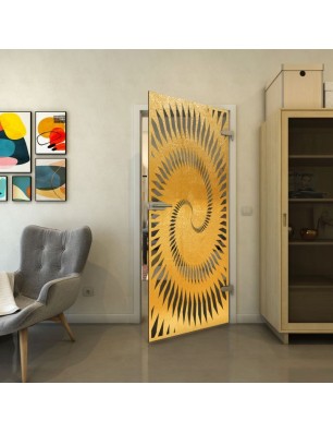 Ganzglastür - Fineprint Model 197 Gold auf Grauglas