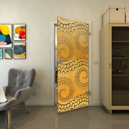 Ganzglastür - Fineprint Model 198 Gold auf Grauglas