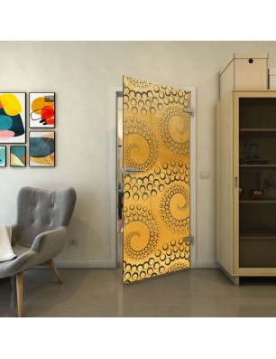 Ganzglastür - Fineprint Model 198 Gold auf Grauglas