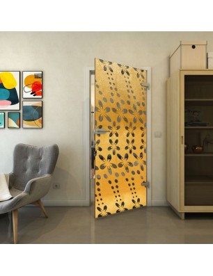 Ganzglastür - Fineprint Model 203 Gold auf Grauglas