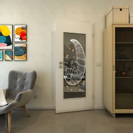 Lichtausschnitt - Fineprint Model 113 Weiss auf Grauglas