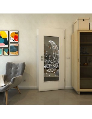 Lichtausschnitt - Fineprint Model 113 Weiss auf Grauglas