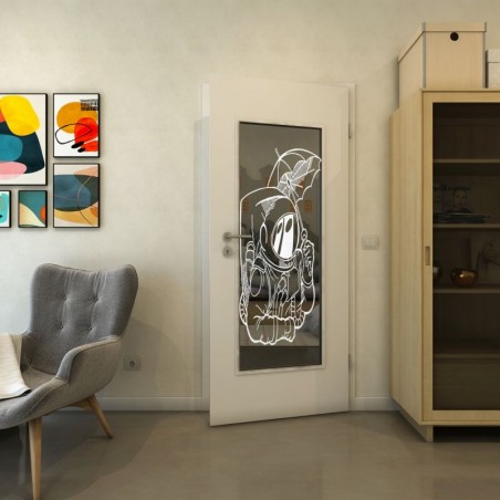 Lichtausschnitt - Fineprint Model 126 Weiss auf Grauglas