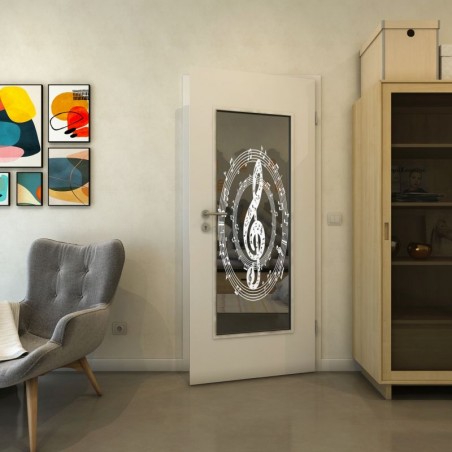 Lichtausschnitt - Fineprint Model 134 Weiss auf Grauglas