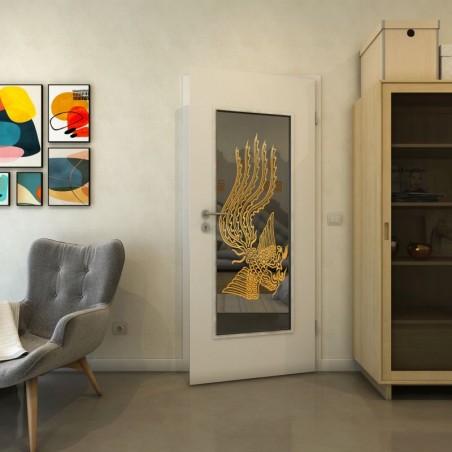 Lichtausschnitt - Fineprint Model 157 Gold auf Grauglas