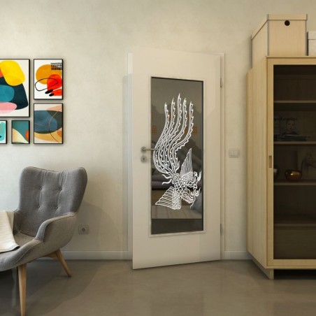 Lichtausschnitt - Fineprint Model 157 Weiss auf Grauglas